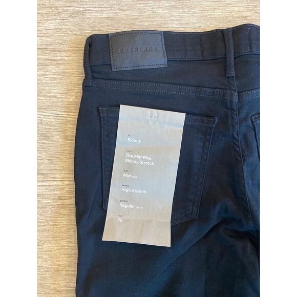 NWT Everlane The Mid-Rise Skinny Stretch Jean In Black Size 28 - Picture 9 of 9